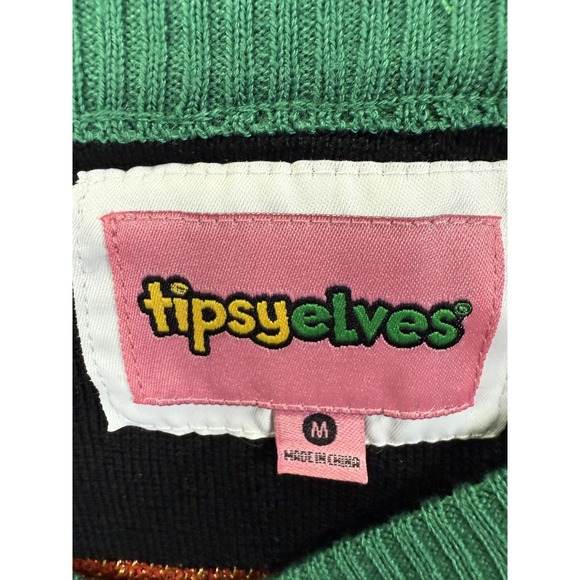Tipsy Elves Sweater Mens Medium Merry Christmas Funny Holiday Tassels Pullover - Picture 2 of 8